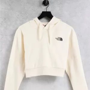 The North Face small cropped hoodie cream colour